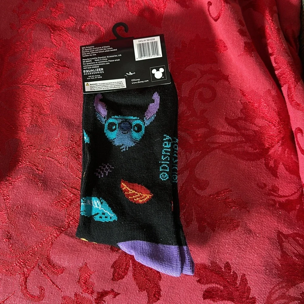 🌵 3/$15 Disney Black and Purple Stitch Crew Socks (see description)